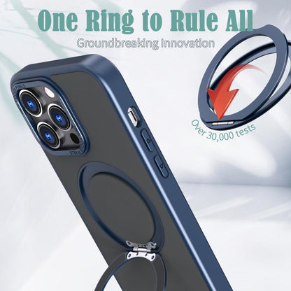 For iPhone 16 Pro Max kalebol MagSafe Metal Ring Holder Phone Case(Blue) by Kalebol
