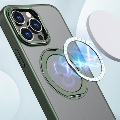 For iPhone 16 Pro Max kalebol MagSafe Metal Ring Holder Phone Case(Green) by Kalebol