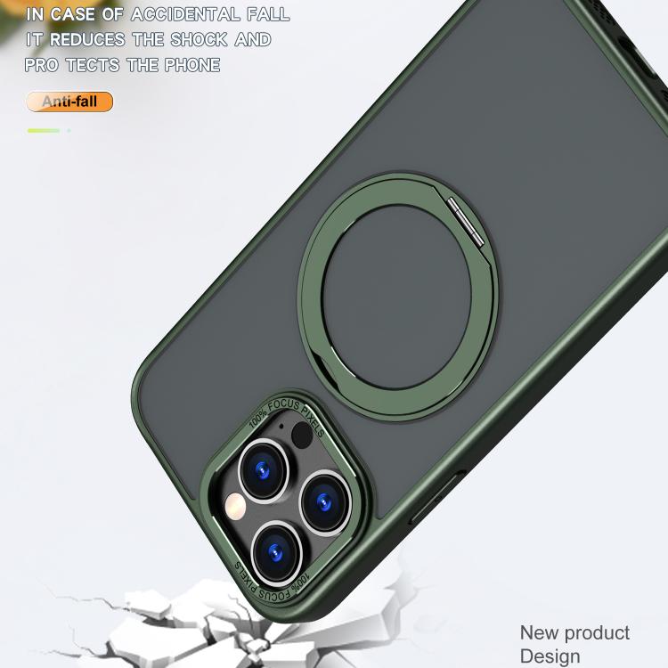 For iPhone 16 Pro Max kalebol MagSafe Metal Ring Holder Phone Case(Green) by Kalebol