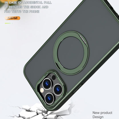 For iPhone 16 Pro Max kalebol MagSafe Metal Ring Holder Phone Case(Green) by Kalebol