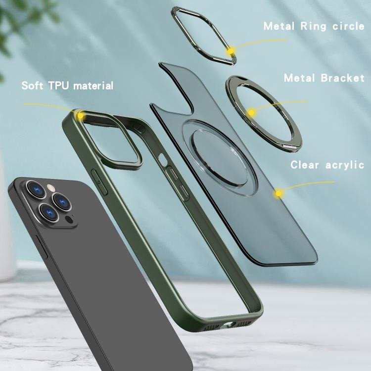 For iPhone 16 Pro Max kalebol MagSafe Metal Ring Holder Phone Case(Green) by Kalebol
