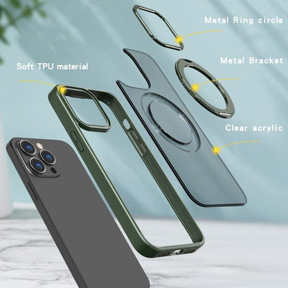 For iPhone 16 Pro Max kalebol MagSafe Metal Ring Holder Phone Case(Green) by Kalebol