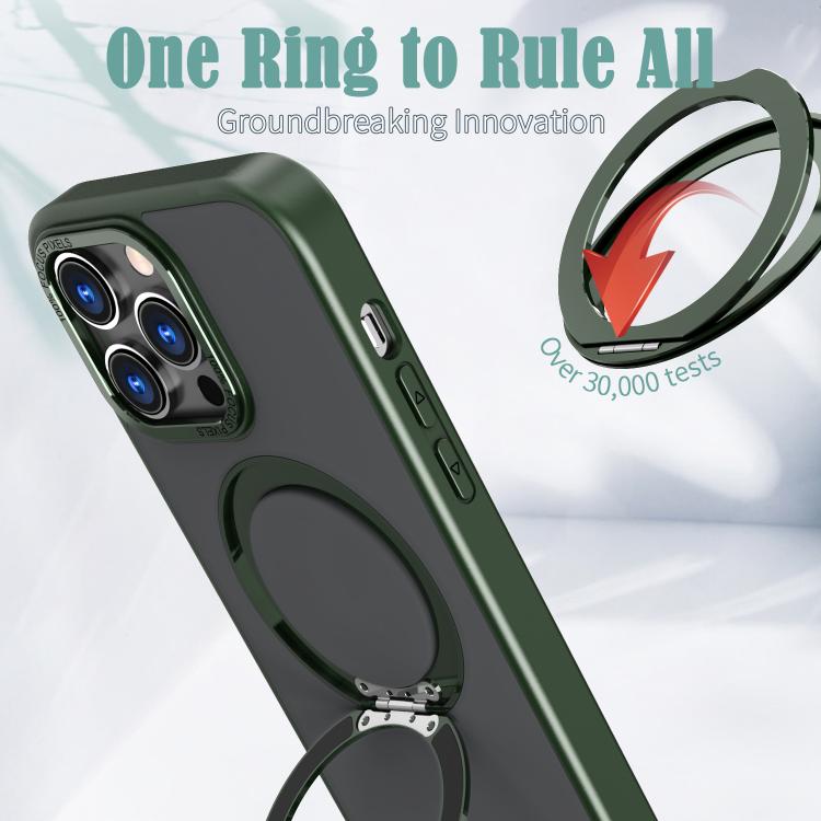 For iPhone 16 Pro Max kalebol MagSafe Metal Ring Holder Phone Case(Green) by Kalebol