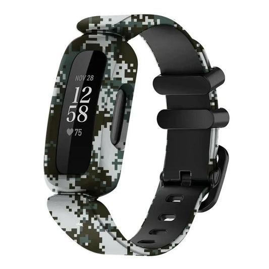 For Fitbit Ace 3 / Inspire2 xDfind Black Buckle Painting Integrated Silicone Watch Band(Camouflage) by xDfind