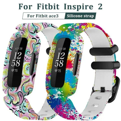 For Fitbit Ace 3 / Inspire2 xDfind Black Buckle Painting Integrated Silicone Watch Band(Facial Makeup) by xDfind