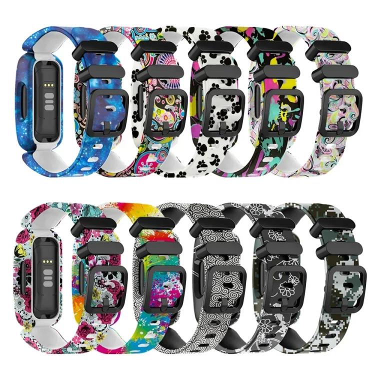 For Fitbit Ace 3 / Inspire2 xDfind Black Buckle Painting Integrated Silicone Watch Band(Painting) by xDfind
