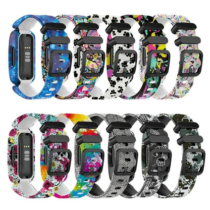 For Fitbit Ace 3 / Inspire2 xDfind Black Buckle Painting Integrated Silicone Watch Band(Painting) by xDfind