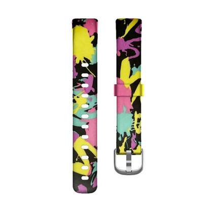 xDfind Silver Buckle Painting Silicone Watch Band For Fitbit Luxe, Size:S(Colorful) by xDfind