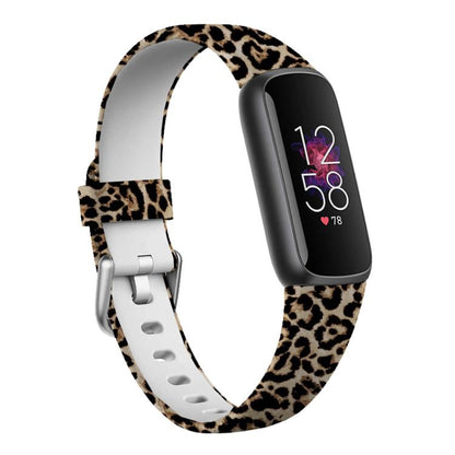 xDfind Silver Buckle Painting Silicone Watch Band For Fitbit Luxe, Size:S(Leopard Print) by xDfind
