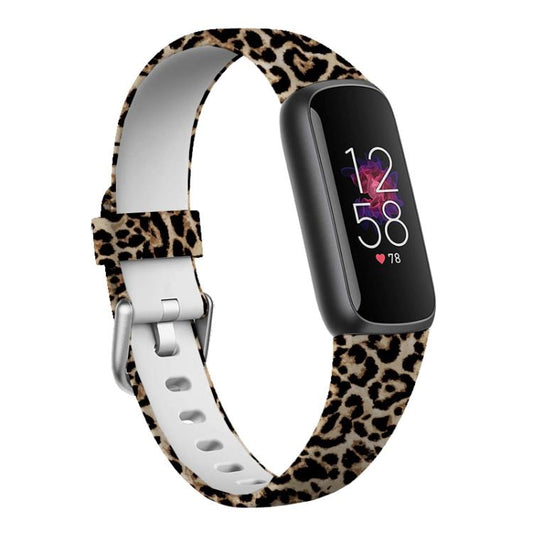 xDfind Silver Buckle Painting Silicone Watch Band For Fitbit Luxe, Size:S(Leopard Print) by xDfind
