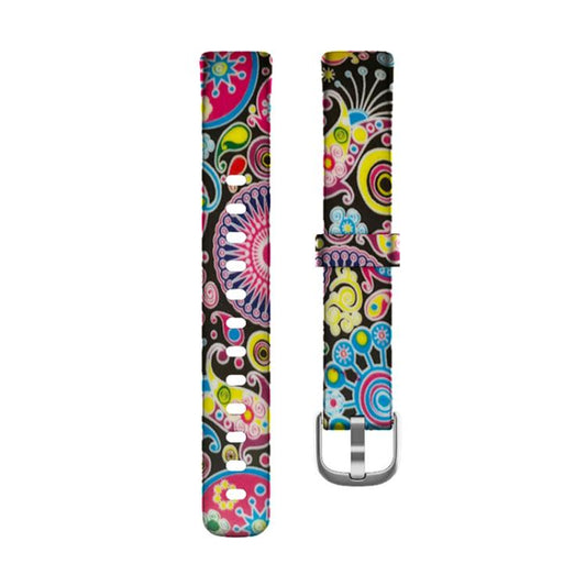 xDfind Silver Buckle Painting Silicone Watch Band For Fitbit Luxe, Size:S(Peacock) by xDfind