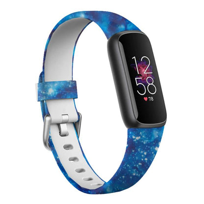 xDfind Silver Buckle Painting Silicone Watch Band For Fitbit Luxe, Size:L(Blue Starry Sky) by xDfind