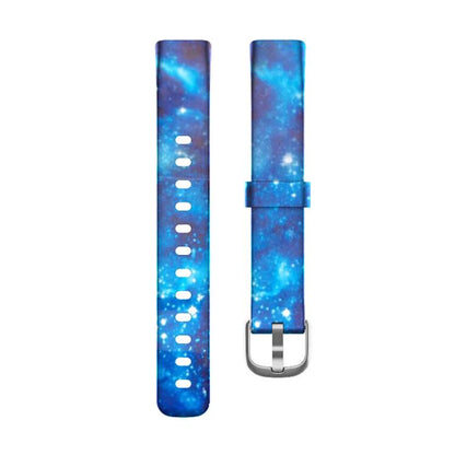 xDfind Silver Buckle Painting Silicone Watch Band For Fitbit Luxe, Size:L(Blue Starry Sky) by xDfind