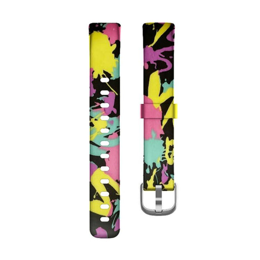 xDfind Silver Buckle Painting Silicone Watch Band For Fitbit Luxe, Size:L(Colorful) by xDfind