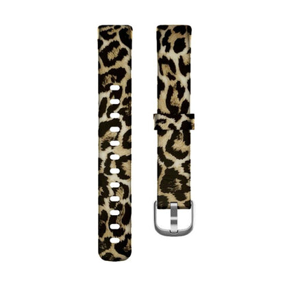 xDfind Silver Buckle Painting Silicone Watch Band For Fitbit Luxe, Size:L(Leopard Print) by xDfind