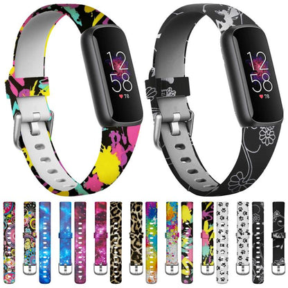 xDfind Silver Buckle Painting Silicone Watch Band For Fitbit Luxe, Size:S(Blue Starry Sky) by xDfind