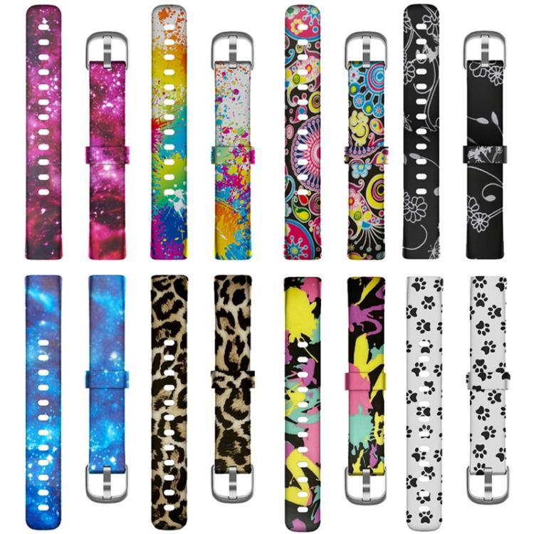 xDfind Silver Buckle Painting Silicone Watch Band For Fitbit Luxe, Size:S(Leopard Print) by xDfind