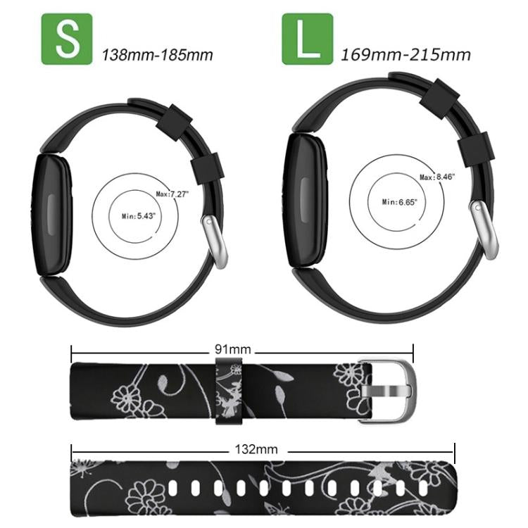 xDfind Silver Buckle Painting Silicone Watch Band For Fitbit Luxe, Size:L(Leopard Print) by xDfind