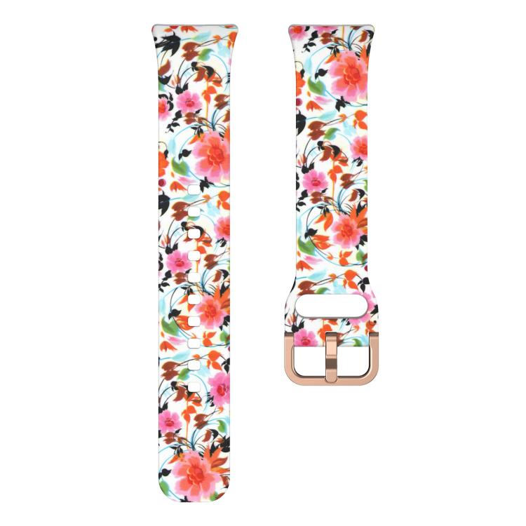 For Samsung Galaxy Fit3 xDfind Gold Buckle Printed Silicone Watch Band(Birdsong and Flowers) by xDfind