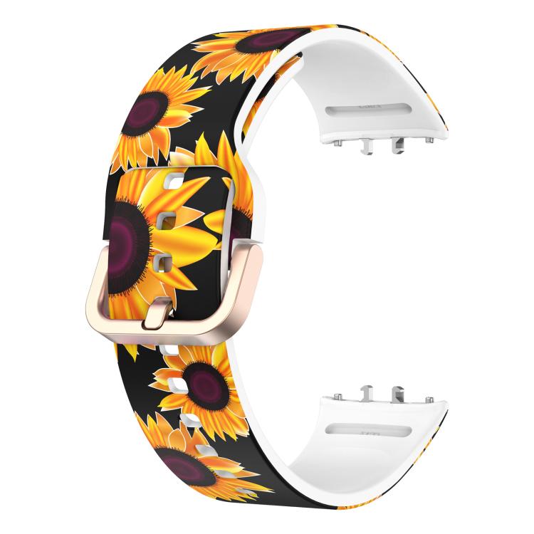 For Samsung Galaxy Fit3 xDfind Gold Buckle Printed Silicone Watch Band(Sunflower) by xDfind