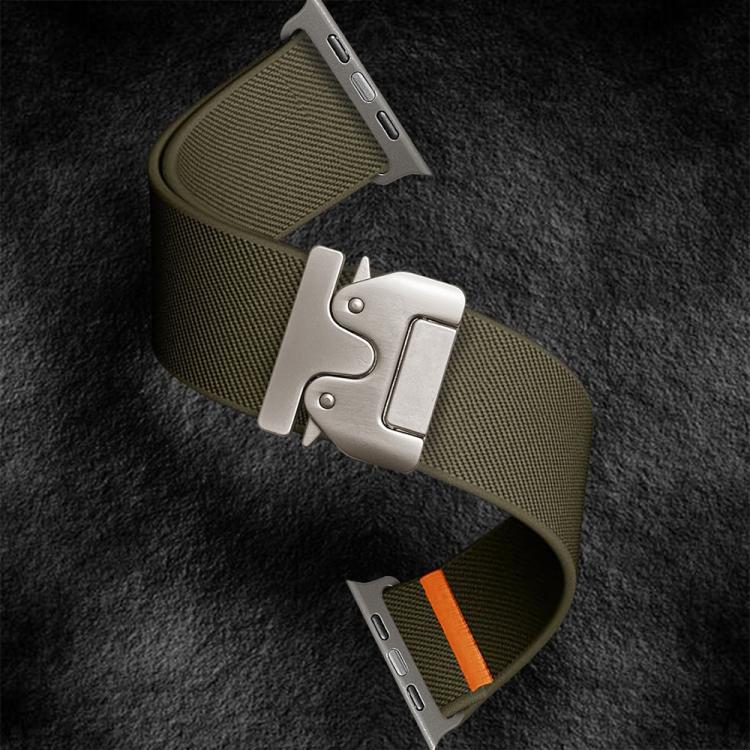 For Apple Watch 42 / 44 / 45 / 46 / 49mm xDfind Parachute Buckle Stretch Nylon Watch Band(Army Green) by xDfind
