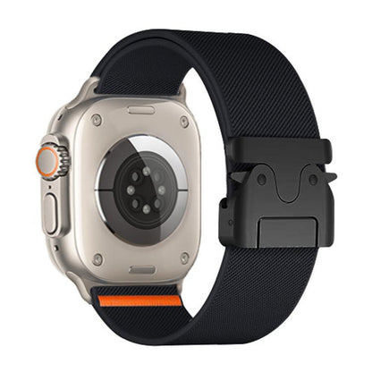 For Apple Watch 38 / 40 / 41 / S10 42mm xDfind Parachute Buckle Stretch Nylon Watch Band(Black) by xDfind