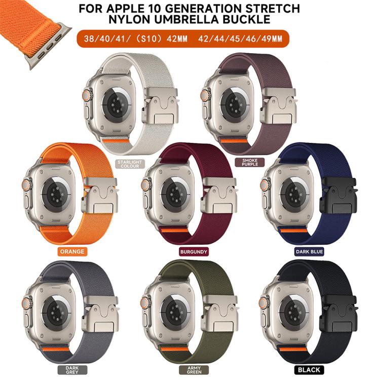 For Apple Watch 38 / 40 / 41 / S10 42mm xDfind Parachute Buckle Stretch Nylon Watch Band(Orange) by xDfind
