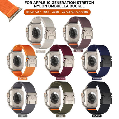 For Apple Watch 38 / 40 / 41 / S10 42mm xDfind Parachute Buckle Stretch Nylon Watch Band(Wine Red) by xDfind