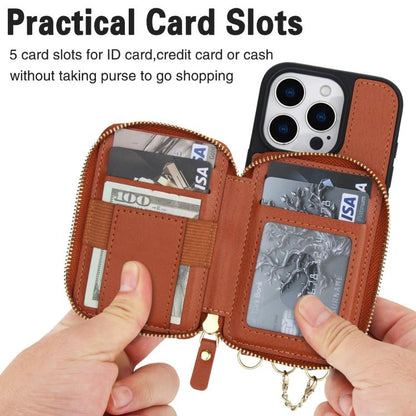 For iPhone 16 Pro AwQuer 2 in 1 Crossbody Wallet Leather Back Phone Case(Brown) by Awquer