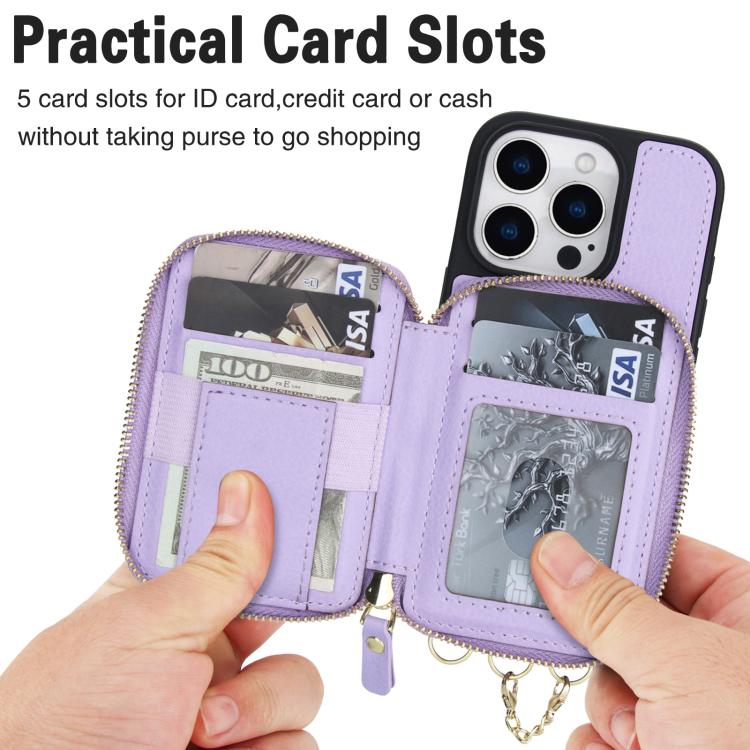 For iPhone 16 AwQuer 2 in 1 Crossbody Wallet Leather Back Phone Case(Light Purple) by Awquer