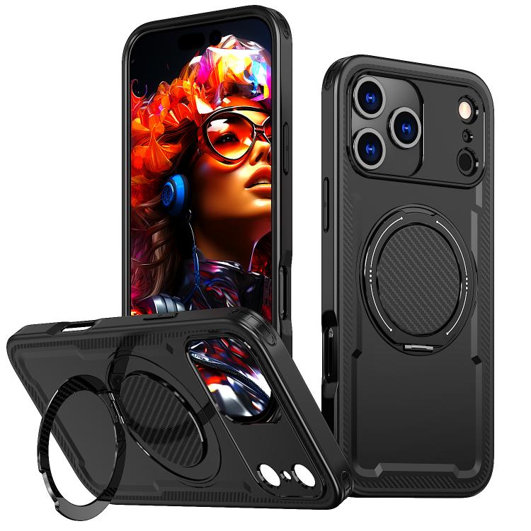 For iPhone 17 Pro Max kalebol Metal 360 Degree Rotation Holder MagSafe Phone Case(Black) by Kalebol