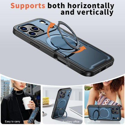 For iPhone 17 Pro Max kalebol Metal 360 Degree Rotation Holder MagSafe Phone Case(Navy Blue) by Kalebol