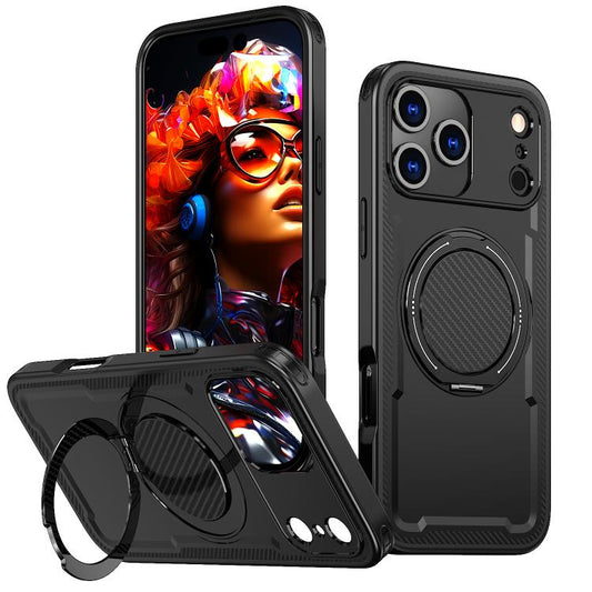 For iPhone 17 Pro kalebol Metal 360 Degree Rotation Holder MagSafe Phone Case(Black) by Kalebol