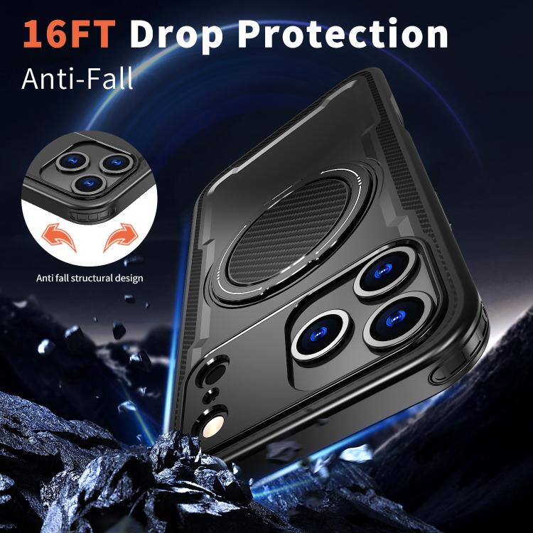 For iPhone 17 Pro kalebol Metal 360 Degree Rotation Holder MagSafe Phone Case(Black) by Kalebol