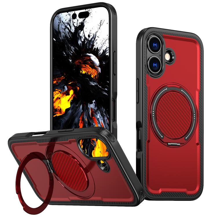 For iPhone 17 kalebol Metal 360 Degree Rotation Holder MagSafe Phone Case(Red) by Kalebol