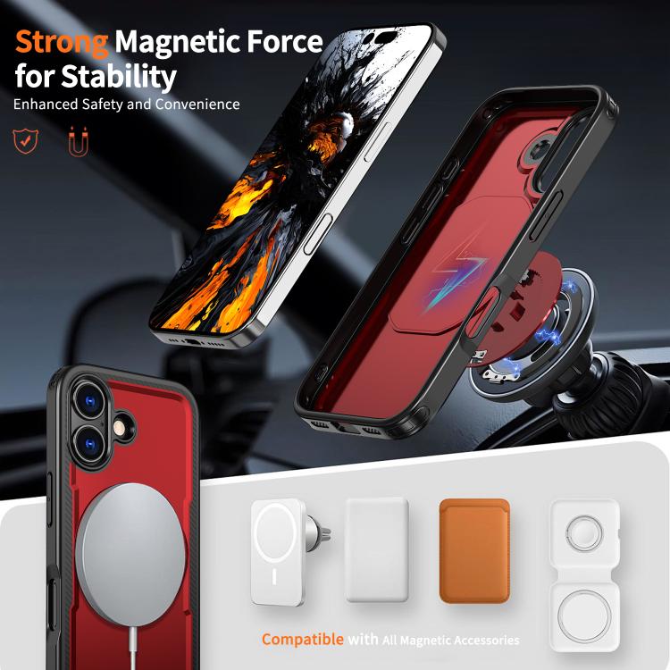 For iPhone 17 kalebol Metal 360 Degree Rotation Holder MagSafe Phone Case(Red) by Kalebol