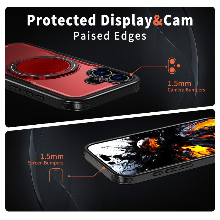 For iPhone 17 kalebol Metal 360 Degree Rotation Holder MagSafe Phone Case(Red) by Kalebol