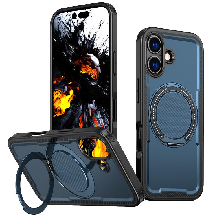 For iPhone 17 kalebol Metal 360 Degree Rotation Holder MagSafe Phone Case(Navy Blue) by Kalebol