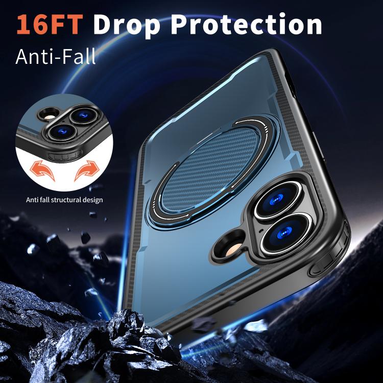 For iPhone 17 kalebol Metal 360 Degree Rotation Holder MagSafe Phone Case(Navy Blue) by Kalebol