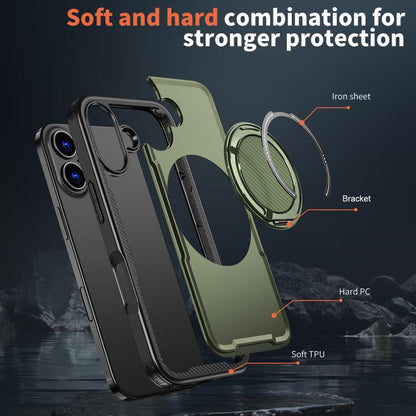 For iPhone 17 kalebol Metal 360 Degree Rotation Holder MagSafe Phone Case(Green) by Kalebol