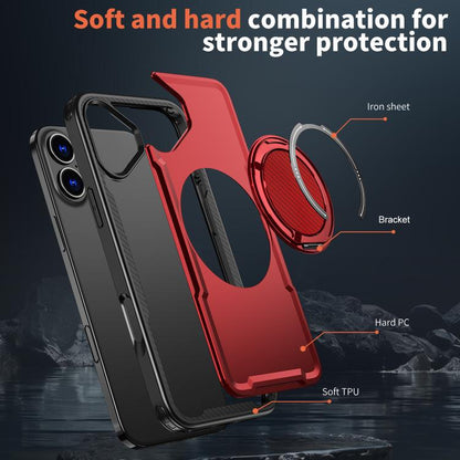 For iPhone 16 kalebol Metal 360 Degree Rotation Holder MagSafe Phone Case(Red) by Kalebol