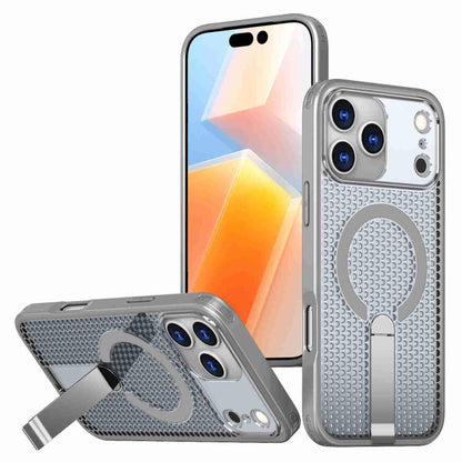 For iPhone 17 Pro Max kalebol Honeycomb Cooling MagSafe Holder Phone Case(Titanium Grey) by Kalebol