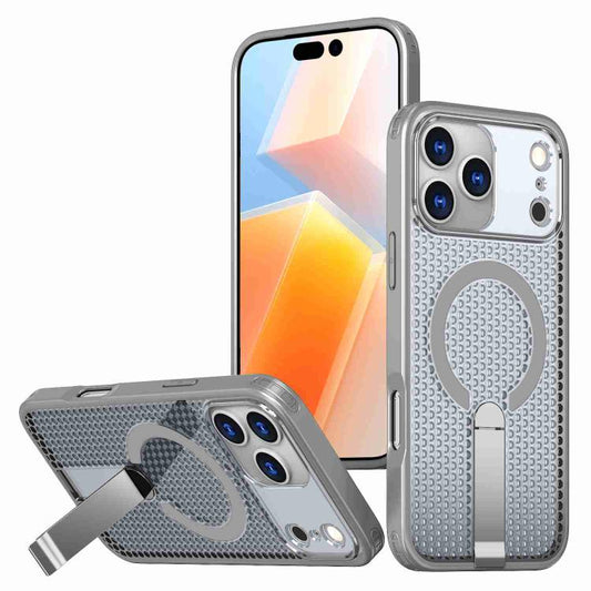 For iPhone 17 Pro Max kalebol Honeycomb Cooling MagSafe Holder Phone Case(Titanium Grey) by Kalebol