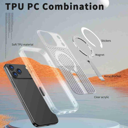 For iPhone 17 Pro Max kalebol Honeycomb Cooling MagSafe Holder Phone Case(Frosted Transparent) by Kalebol