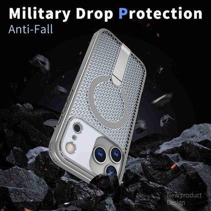 For iPhone 17 Pro kalebol Honeycomb Cooling MagSafe Holder Phone Case(Titanium Grey) by Kalebol