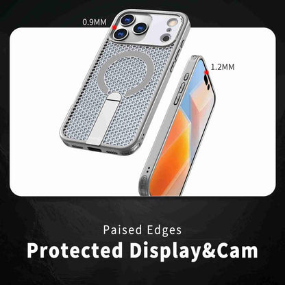 For iPhone 17 Pro kalebol Honeycomb Cooling MagSafe Holder Phone Case(Titanium Grey) by Kalebol