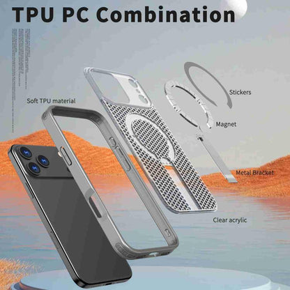 For iPhone 17 Pro kalebol Honeycomb Cooling MagSafe Holder Phone Case(Titanium Grey) by Kalebol