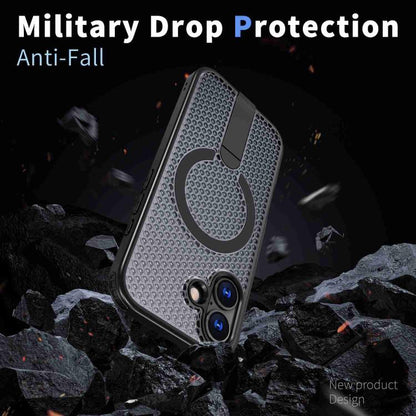 For iPhone 17 kalebol Honeycomb Cooling MagSafe Holder Phone Case(Black) by Kalebol