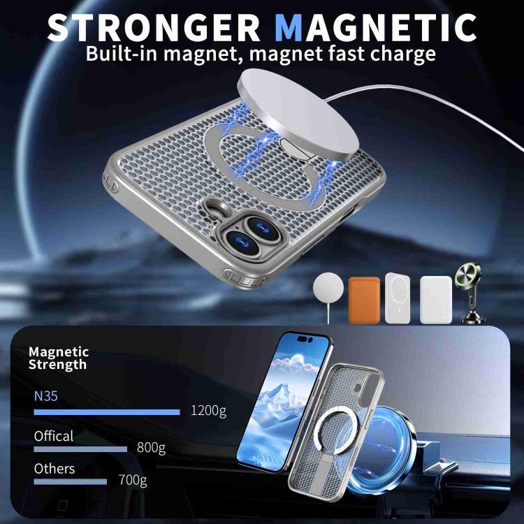 For iPhone 17 kalebol Honeycomb Cooling MagSafe Holder Phone Case(Titanium Grey) by Kalebol