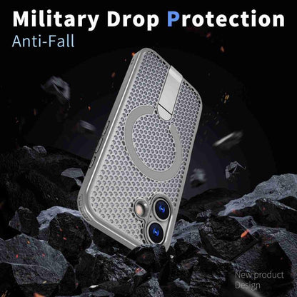 For iPhone 17 kalebol Honeycomb Cooling MagSafe Holder Phone Case(Titanium Grey) by Kalebol